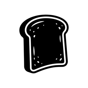 Sliced toast bread icon black silhouette design element isolated for breakfast menu branding or bakery shop signage and web interface kitchen graphic illustration.