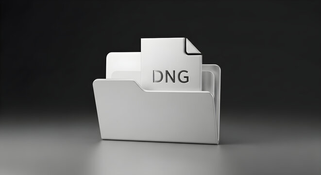 Digital Negative Image File Format Icon Representing Specialized Raw Photography Data Storage in a Minimalist Folder Container Graphic