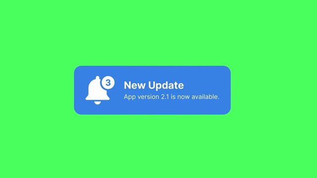 A blue software notification banner displays a bell icon and text announcing software version availability to users across mobile platforms during daily interactions and productivity tasks