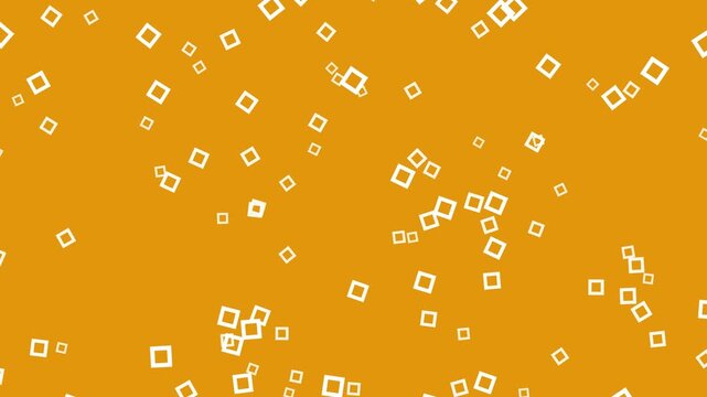 Abstract orange background featuring scattered white square patterns for graphic design.