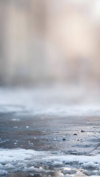 Vertical Winter Snowy Road Background with Copy Space