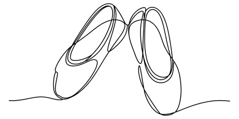 Continuous single line drawing of a pair of ballet slippers or dance shoes for performance Vector, illustration © Nano Creator