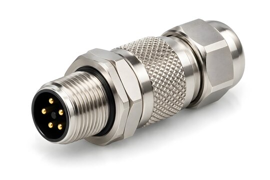 Industrial M12 Circular Connector Isolated on White Background