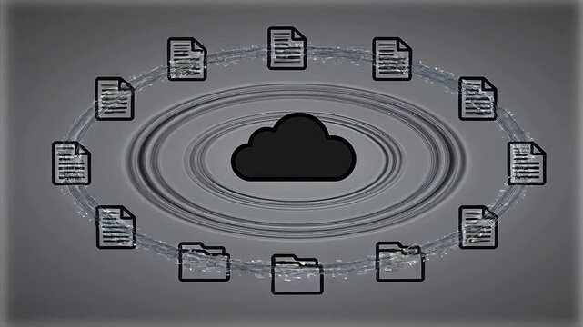 Digital cloud computing network with document storage and sync icons