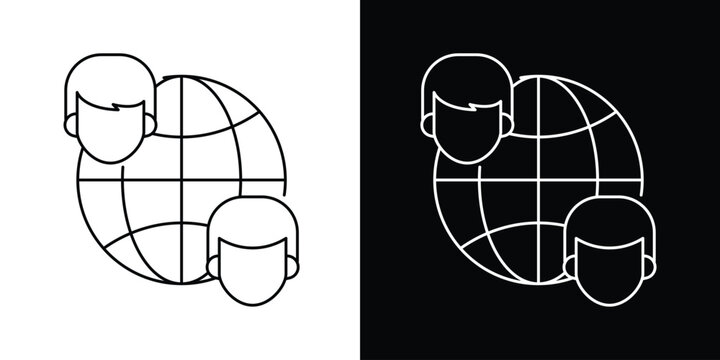 Connecting People Globally Abstract Line Art Icon of International Social Networking and Business Collaboration