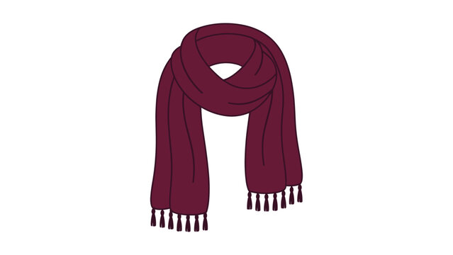 Dark red winter scarf with fringe