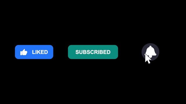 You tube subscribe button icon animation with notification bell and like icon animation. social media subscribe button with like and notification bell icon.