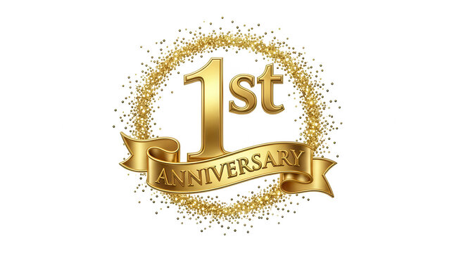 Gold 1st Anniversary Logo Transparent Background