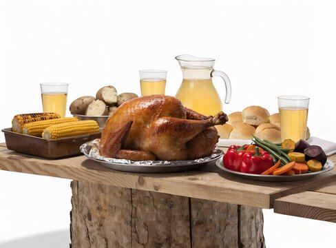 Outdoor Thanksgiving Dinner &mdash; White Background