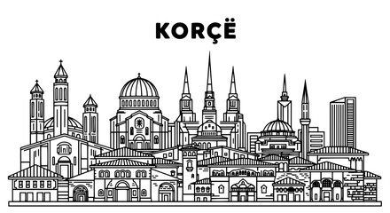 Obraz premium Kor Albania Skyline Black White Illustration