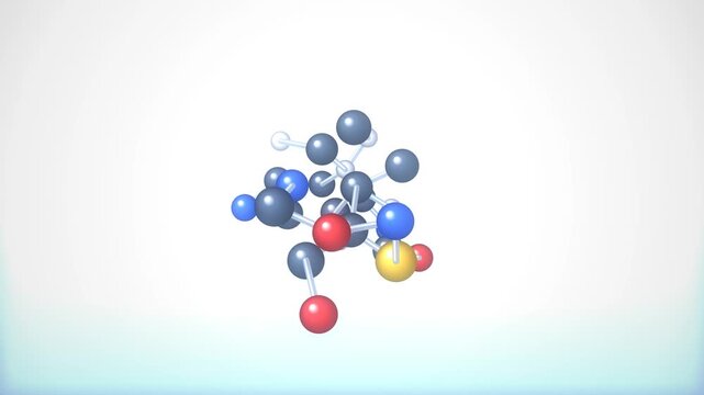 3D molecular structure animation showing the dynamic changes of a complex chemical compound over time