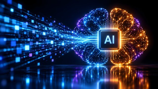 Artificial Intelligence Neural Network Brain Processing Data Stream