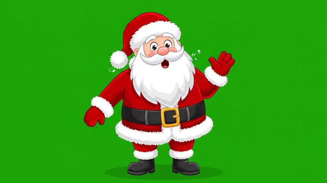 Santa Claus Surprised Expression Animation on Green Screen