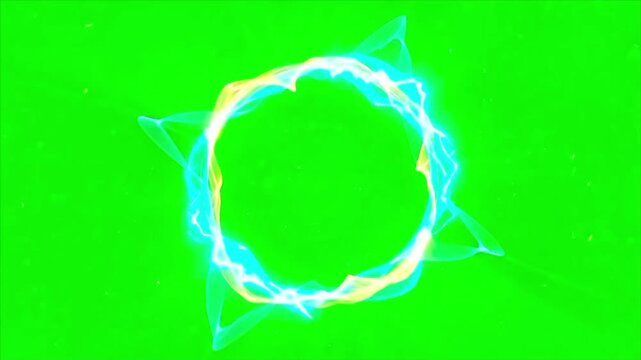 Futuristic glowing energy portal ring chroma key animation