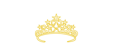 Elegant gold star tiara crown isolated on transparent background © MSTLATIFA