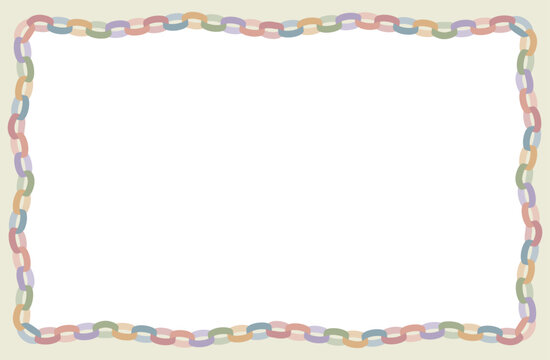 Earth Tone Paper Chain Frame Vector with Outer Border | 輪つなぎ ペーパーチェーン アースカラー ナチュラル 外枠付き 長方形 フレーム 飾り枠 透過 ベクター