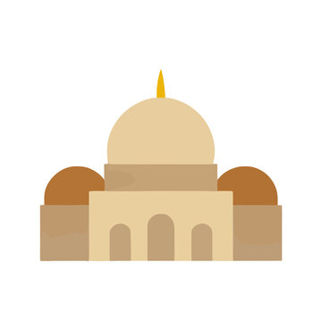 Flat illustration of a mosque with domes and arches