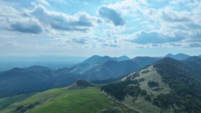 Drone aerial photography of mountain landscapes. Nature, environment, forests, mountain ranges, spectacular views, panoramas, views, adventure, challenges, SDGs, beautiful