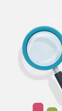 A magnifying glass tool for searching and inspecting details on a light grey background