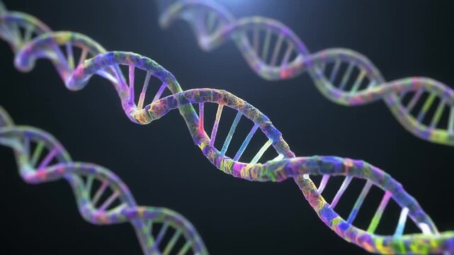 Colorful DNA Strands Helix Genetic Code Research Science Abstract