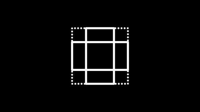 White dotted grid layout icon on black background for editing frame design template split screen composition and mobile user interface tool concepts