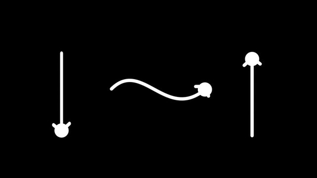 White motion path icon with up and down arrows and curved line on black background for animation keyframe easing movement and video editing concepts
