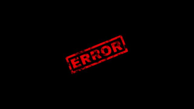 Red grunge rubber stamp with the word error inside, isolated on a black background