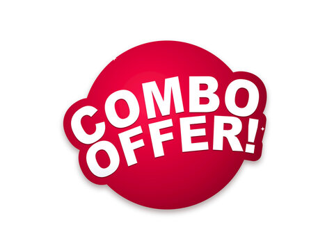 A bright red circular badge with white text reading combo offer isolated on transparent background for marketing and sales promotions
