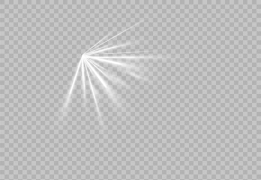 white spotlight with soft volumetric rays and glowing , angled downward on transparent background, abstract illumination effect for overlay, stage, concert, or beam.