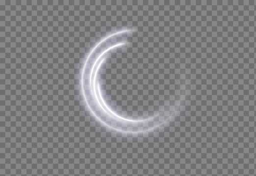 Abstract glowing white circular rings on transparent background, minimal modern motion graphic element with soft light.