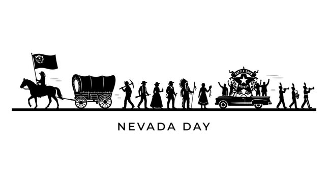 Nevada day celebration parade silhouette with historical figures