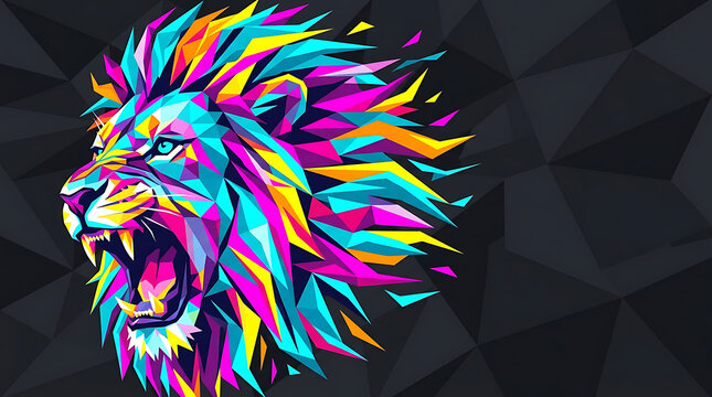 Low poly geometric vector background of a roaring  design template layout
