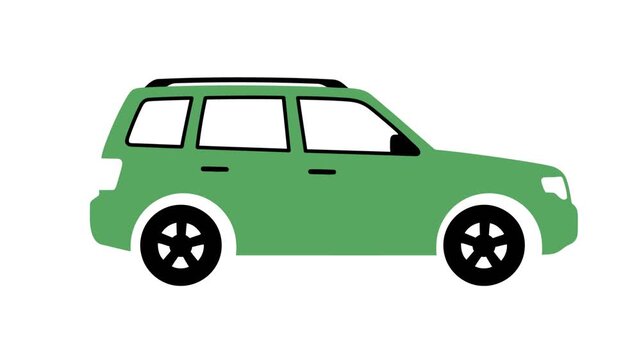 Green Cartoon SUV with Dark Windows on Light Background

