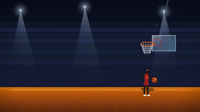 Basketball player leaping for a powerful dunk