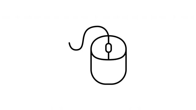 Computer Mouse with Scroll Wheel Outline Icon on White Background