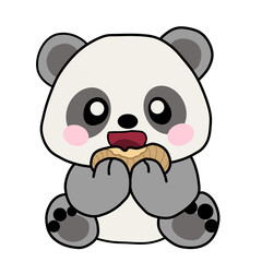 Obraz premium Cute panda eating biscuits 