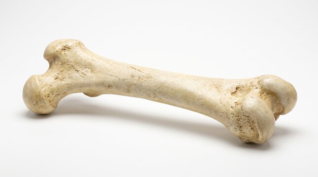 animal bone isolated on a plain surface for medical or scientific study