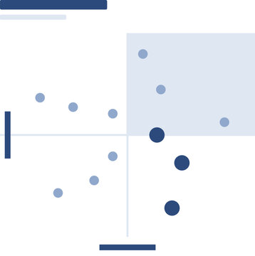 Three tier stakeholder map, navy flat vector graphic