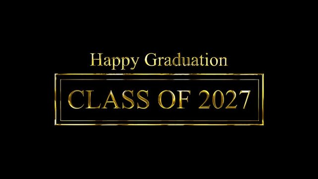 luxury golden stamp happy graduation class of 2027 on the alpha channel background
