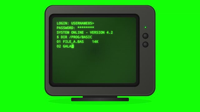 Retro Computer Command Line Interface with Typing Cursor
