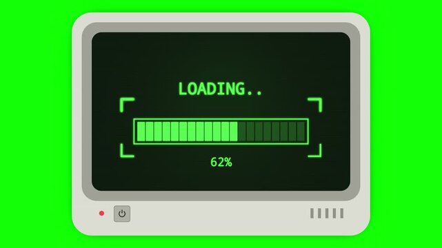 Retro Computer Loading Bar Interface with Progress Indicator