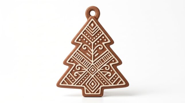 gingerbread christmas tree cookie ornament with frosting icing patterns