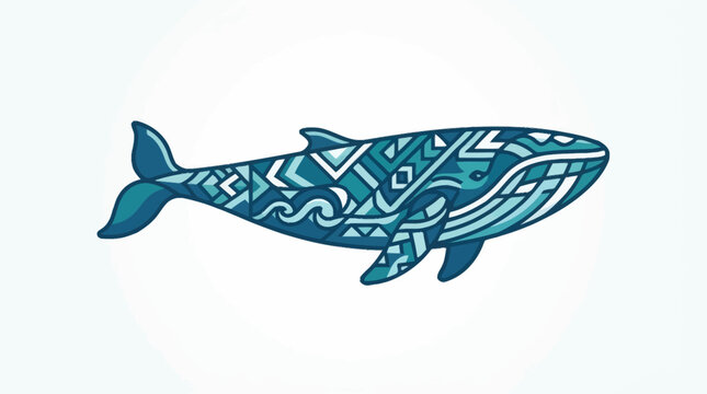 An illustration of a whale with geometric patterns