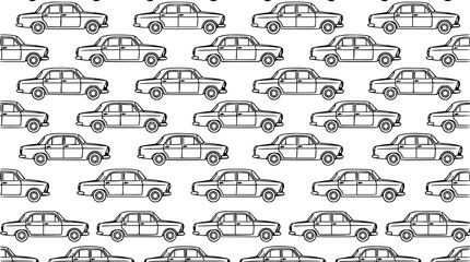 Fototapeta premium Seamless pattern of vintage car illustrations