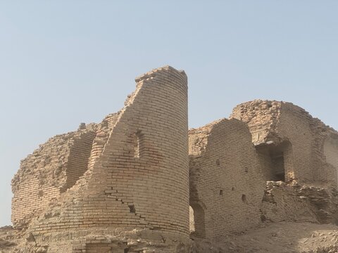 Historical ruins of the famous 15th-century Seyit Jemaletdin Mosque landmark. Anew, Turkmenistan. 