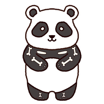 cute skeleton panda vector halloween costume key bone illustration
