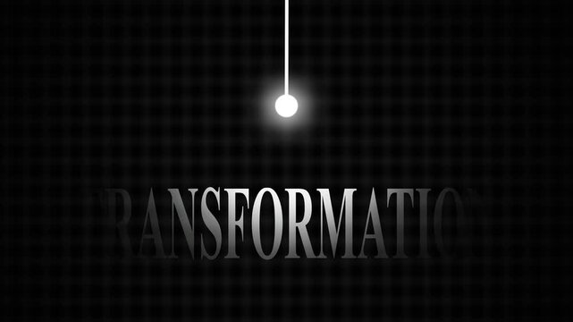 Transformation change development progress typography text illuminated by light bulb vector