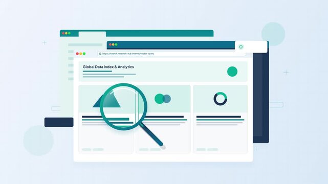 Website search engine optimization and data analytics concept vector illustration with browser and magnifying glass