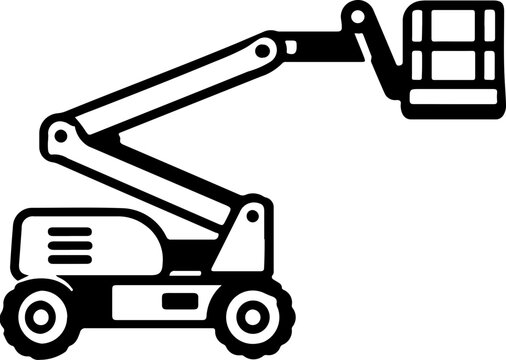 Boom Lift Construction Equipment Icon Set, Heavy Machinery and Building Equipment Collection