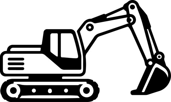 Excavator Construction Equipment Icon Set, Heavy Machinery and Building Equipment Collection